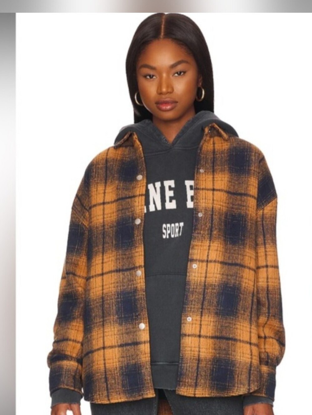 STEVE MADDEN Sophia Plaid Shacket Peacoat Navy Size XS
